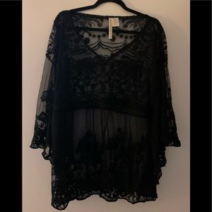 Lace top with drawstring